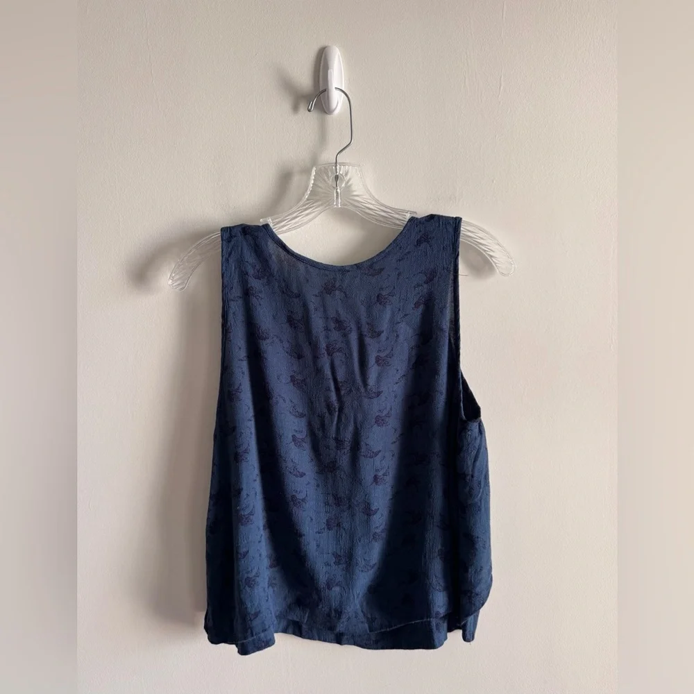 Free People Crinkle Printed Look Through Top-Indigo Combo